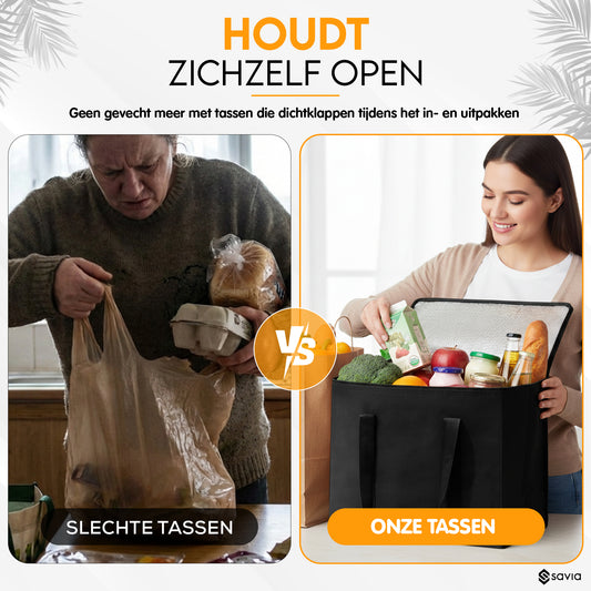 Koeltassen met Rits Incl. Organizer Tasjes - Set van 2 - Zwart