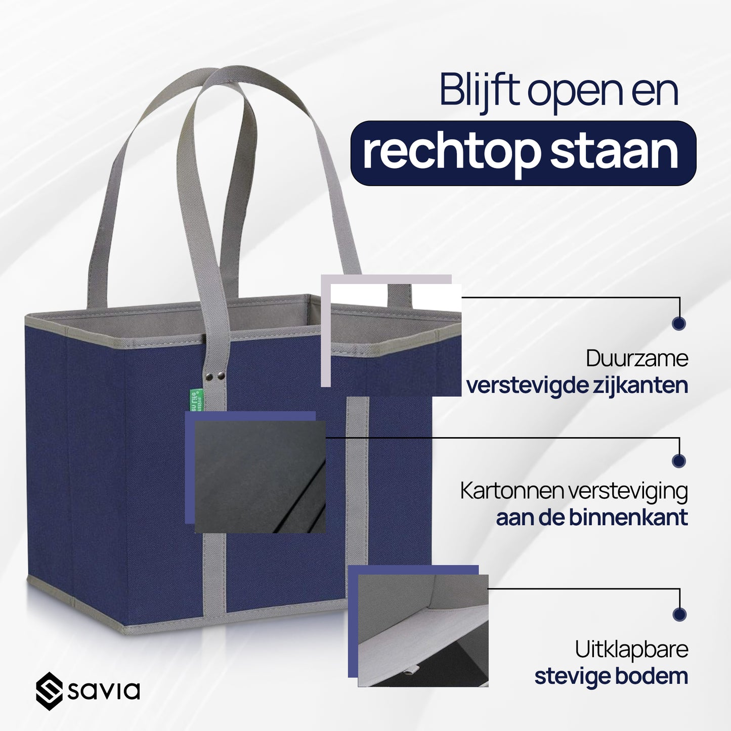 Boodschappentas Incl. Organizer Tasjes - Set van 3 - Navy Blauw