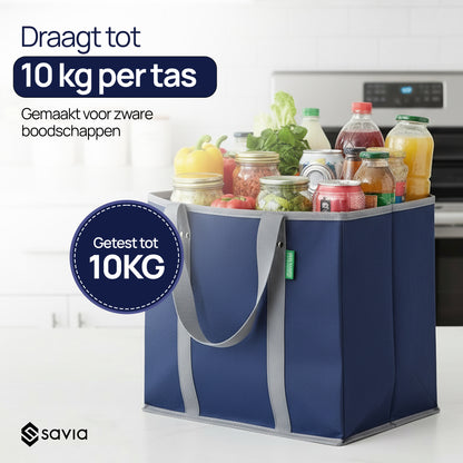 Boodschappentas Incl. Organizer Tasjes - Set van 3 - Navy Blauw