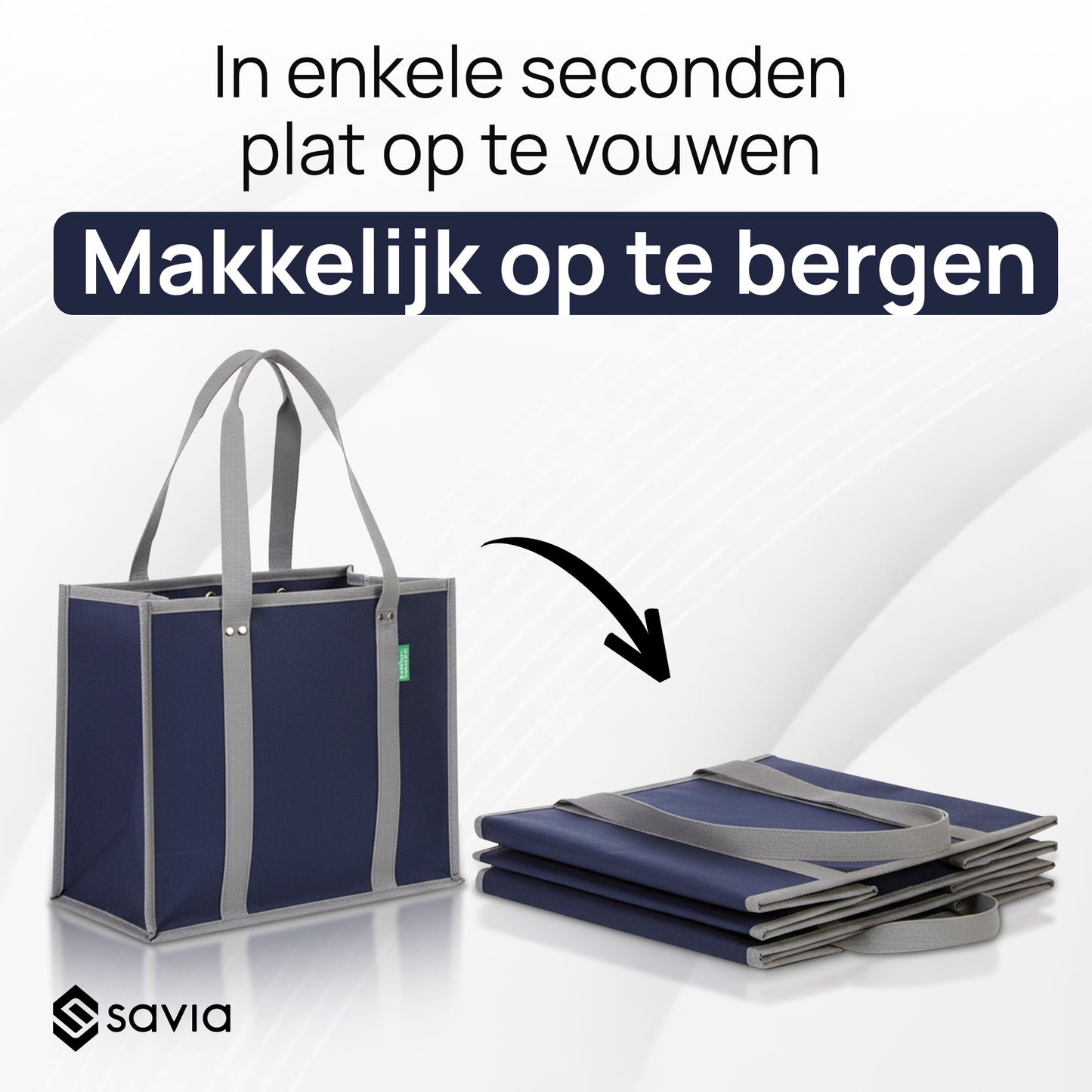 Boodschappentas Incl. Organizer Tasjes - Set van 3 - Navy Blauw