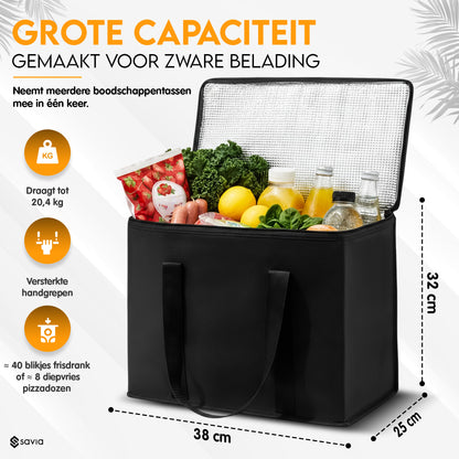 Koeltassen met Rits Incl. Organizer Tasjes - Set van 2 - Zwart