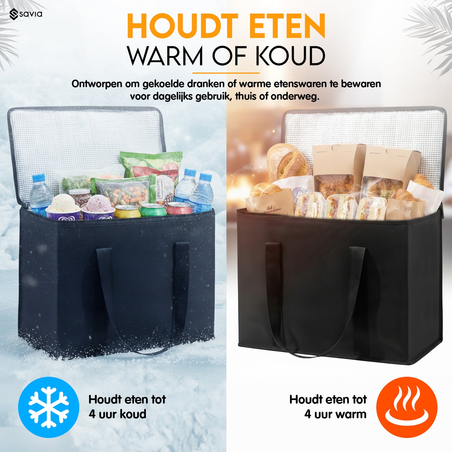 Koeltassen met Rits Incl. Organizer Tasjes - Set van 2 - Zwart